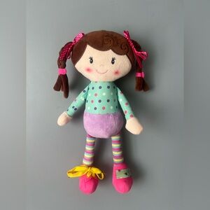 Polka Dot Plush Doll with Brown Hair
